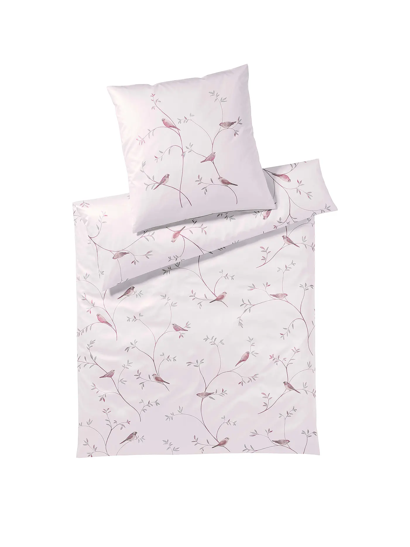 ELEGANTE | Satin Bettwäsche 70x90cm/140x200cm Garden Love Zartgrün | rosa